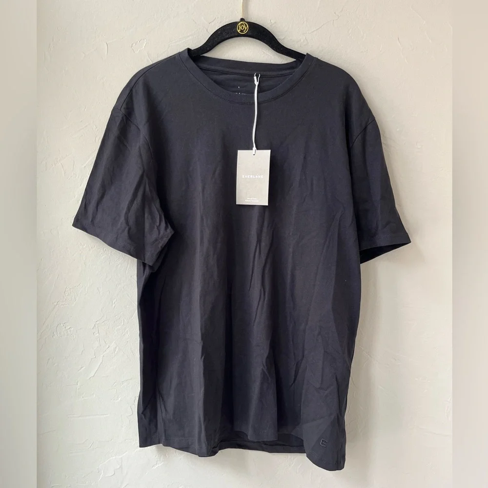 NWT EVERLANE ORGANIC COTTON CREW TEE UNIFORM BLACK L - Picture 2 of 4